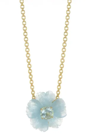 Aquamarine Tropical Flower Necklace