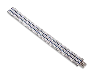 Art Deco French Diamond and Sapphire Bracelet
