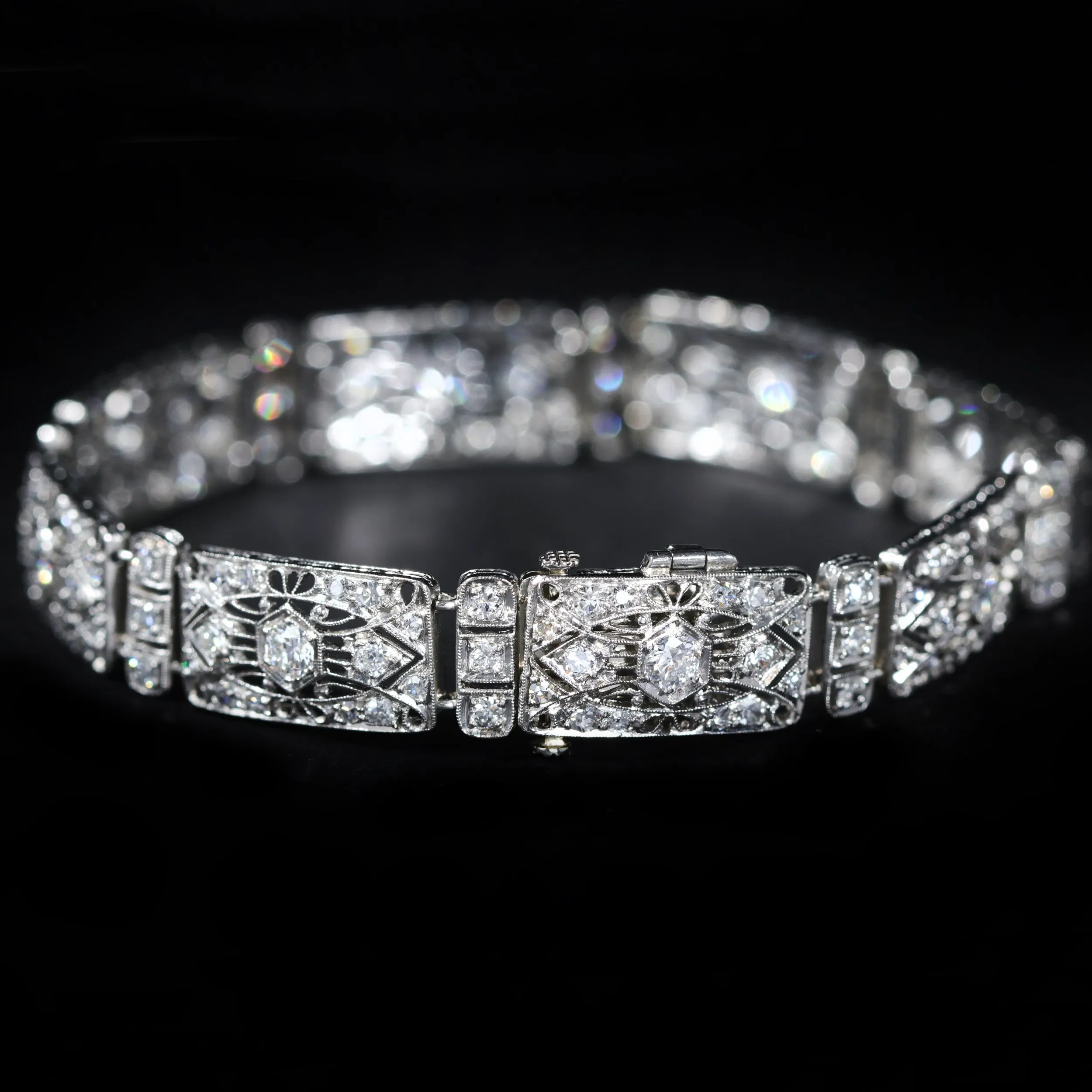 Art Deco Platinum 5.00 CTW Diamond Filigree Bracelet