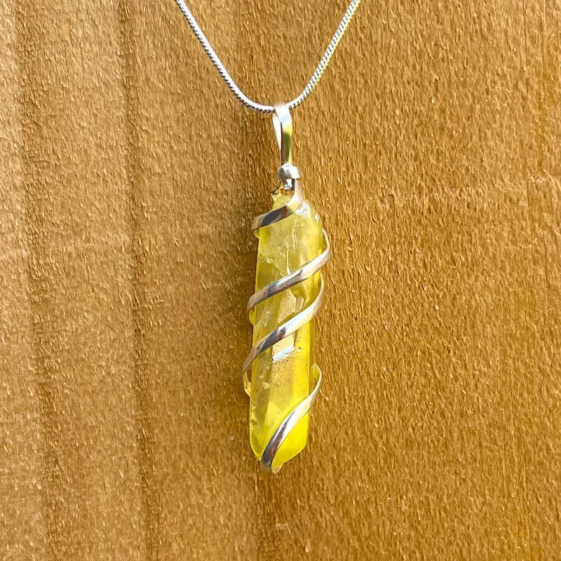 Aura Quartz Spiral Wrapped Pendant Necklace