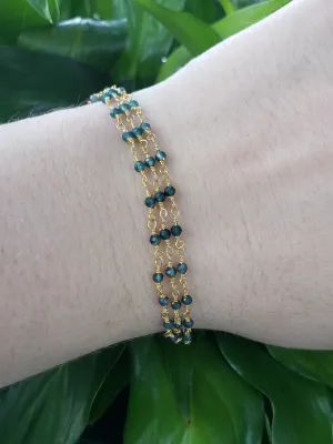 AVF Gold Filled Grandiederite, Ruby, Citrine, Sunstone & Quartz Triple Strand Bracelet (SI3654)