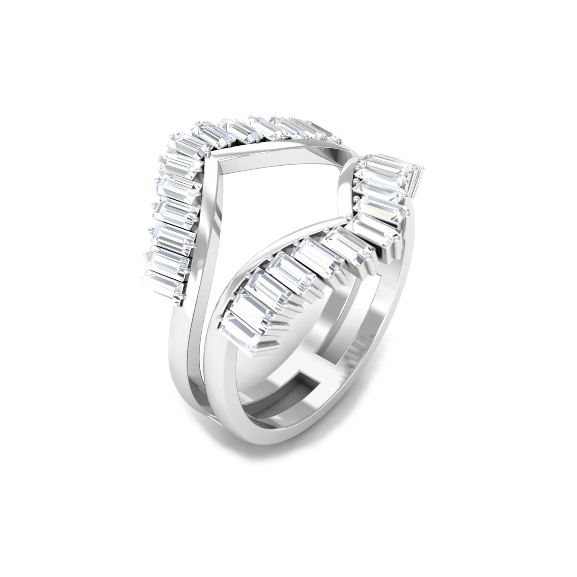 Baguette Cut Moissanite Enhancer Ring