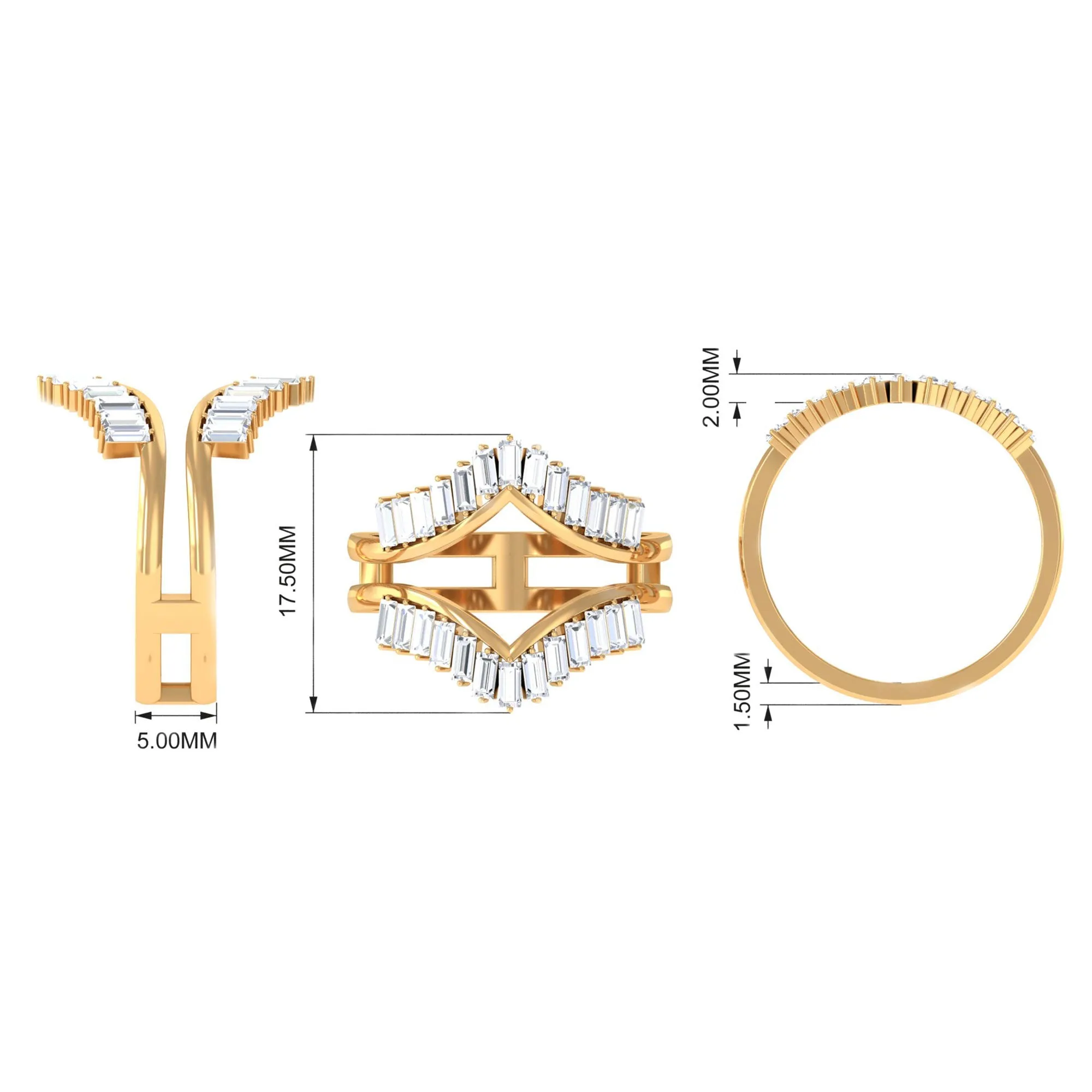 Baguette Cut Moissanite Enhancer Ring