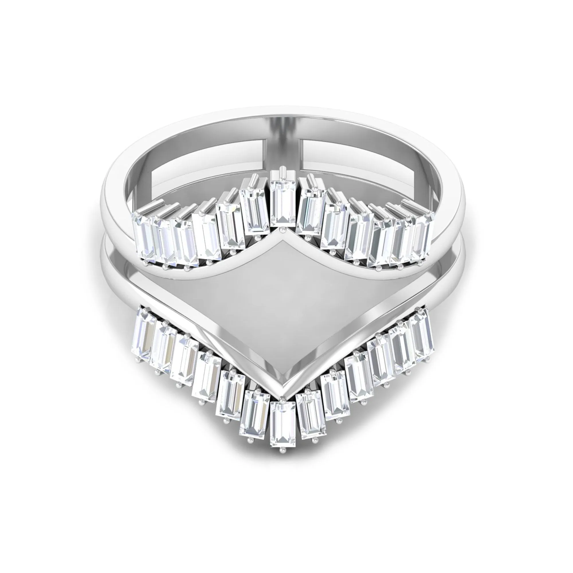 Baguette Cut Moissanite Enhancer Ring