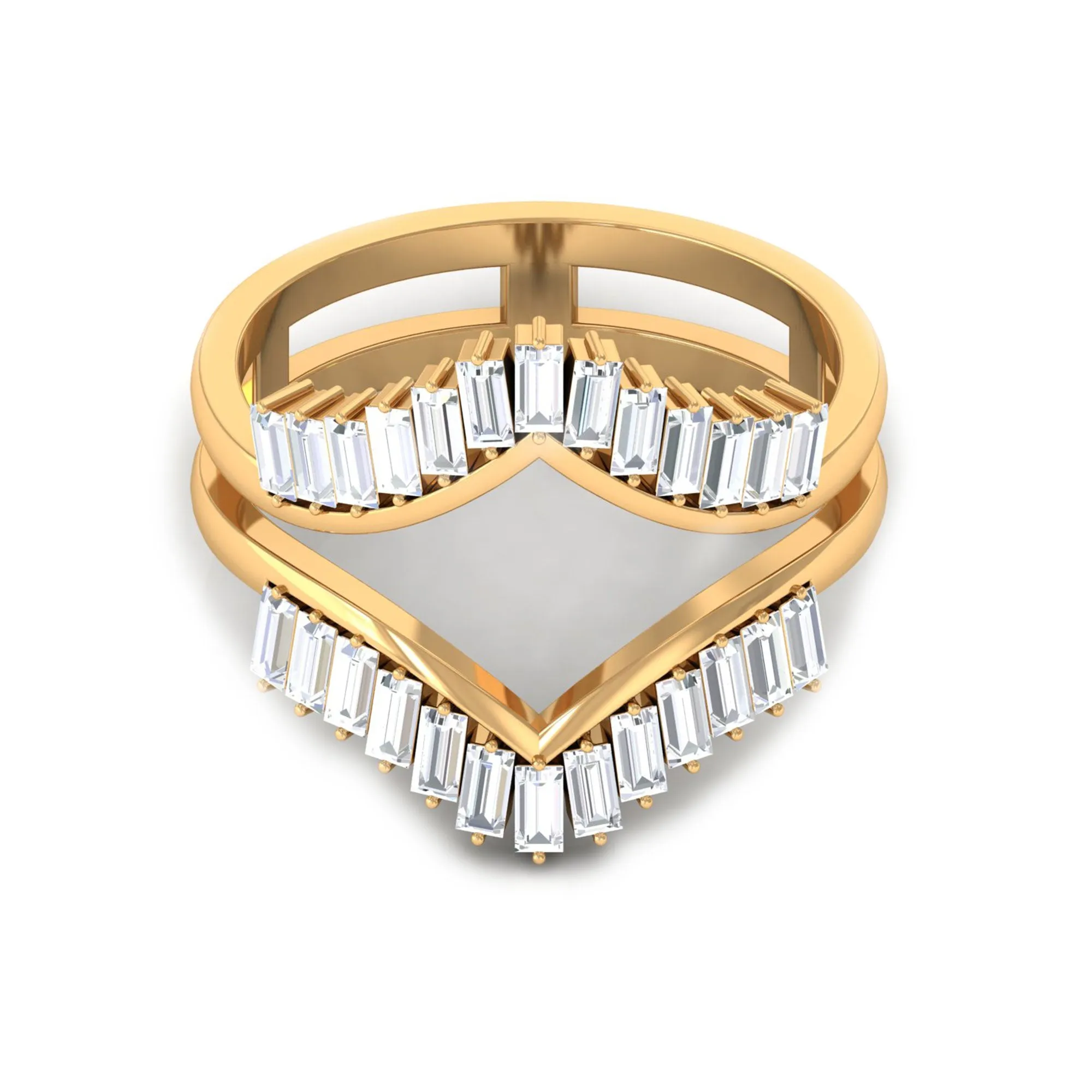 Baguette Cut Moissanite Enhancer Ring