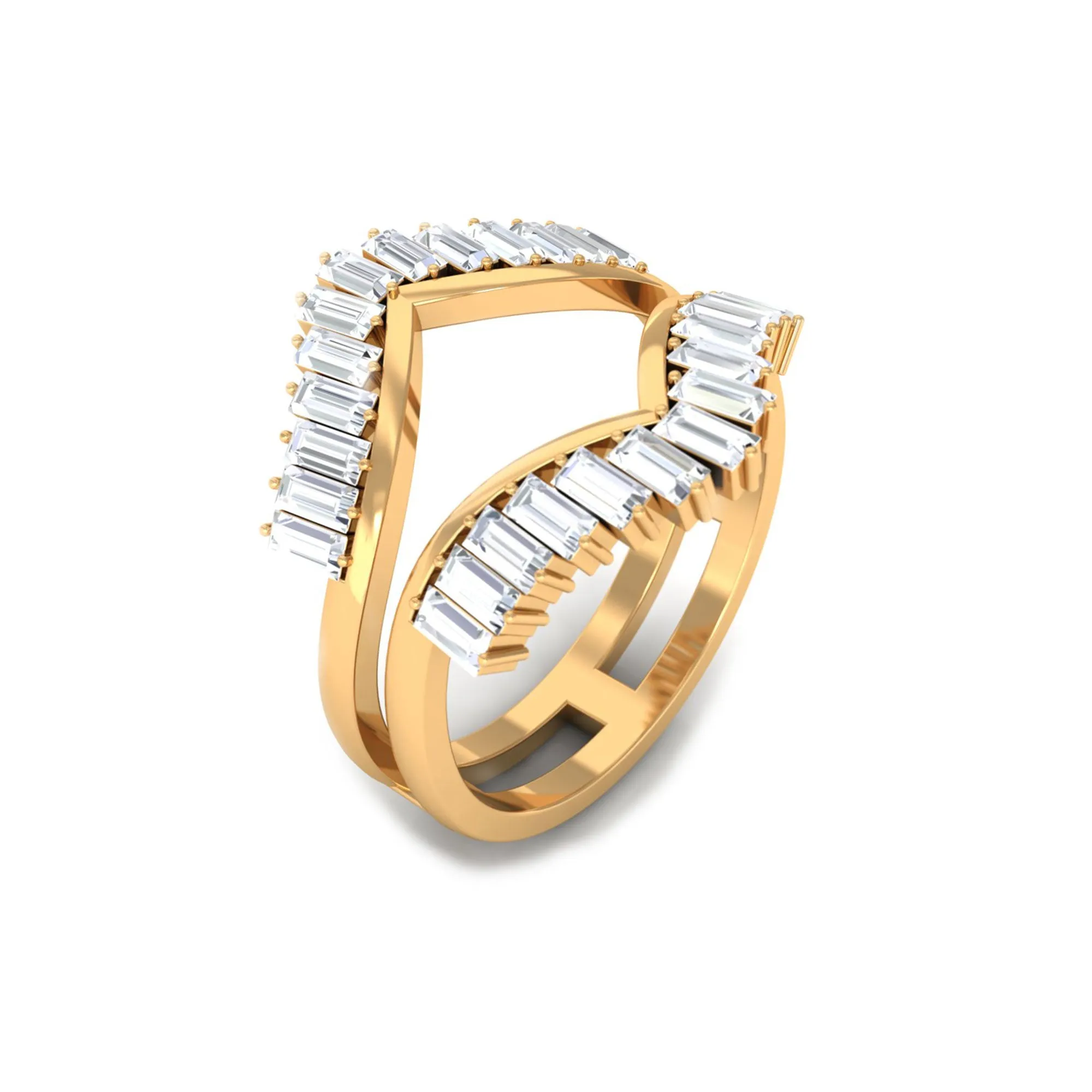 Baguette Cut Moissanite Enhancer Ring