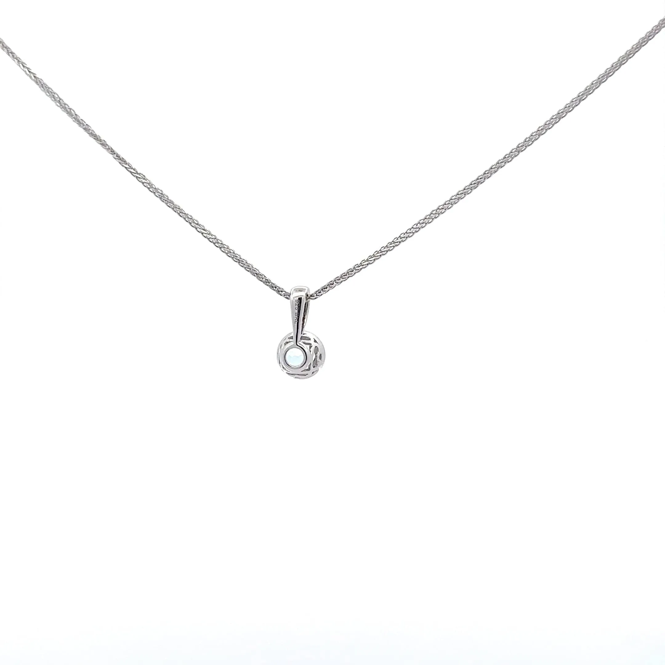 Baikalla Sterling Silver Round Aquamarine AAA Pendant Necklace