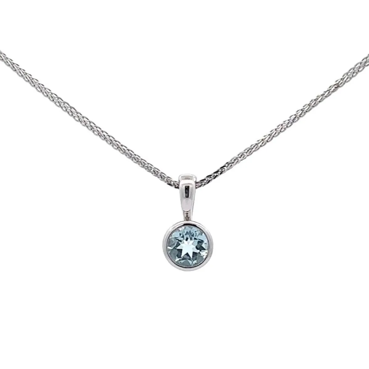 Baikalla Sterling Silver Round Aquamarine AAA Pendant Necklace