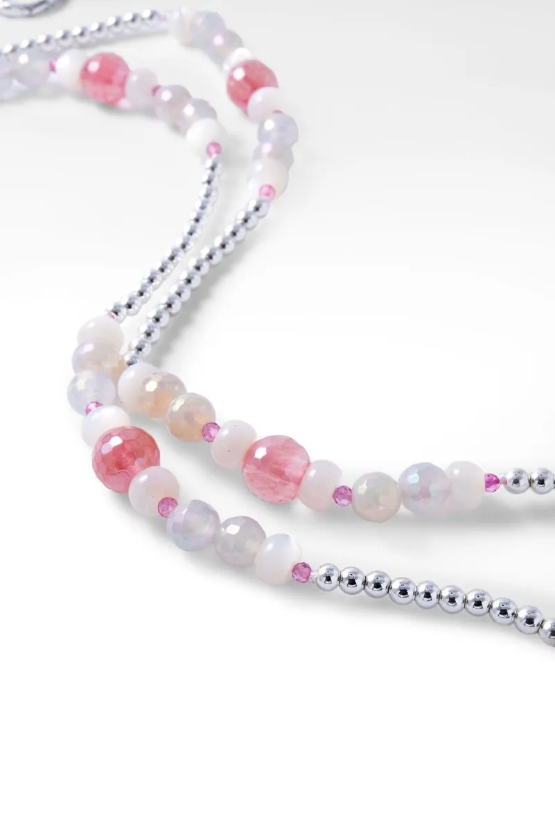 Beaded Celestial Pink Quartz Necklace™ in Watermark