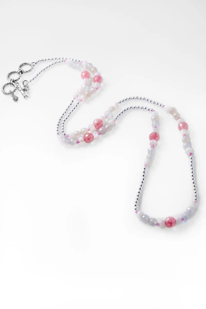 Beaded Celestial Pink Quartz Necklace™ in Watermark