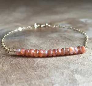Beaded dainty Sunstone Gemstone Bracelet
