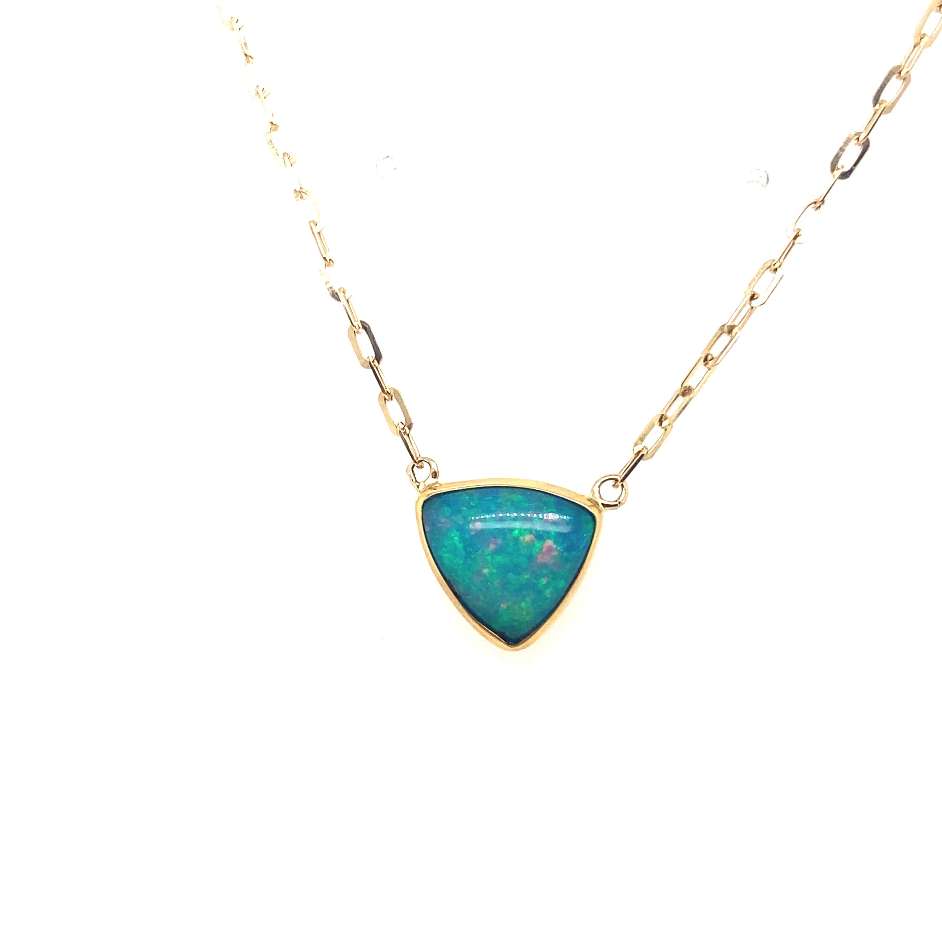 Bezel Set Triangular Ethiopian Opal Necklace