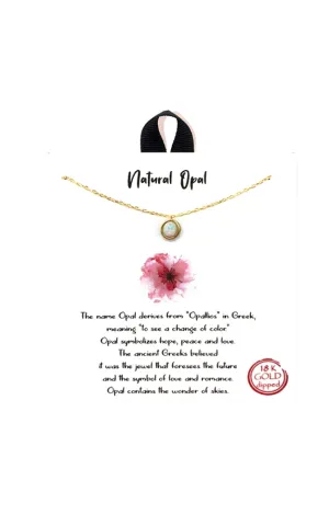 BJNA007GDWHT Gold "Natural Opal" Pendant Necklace