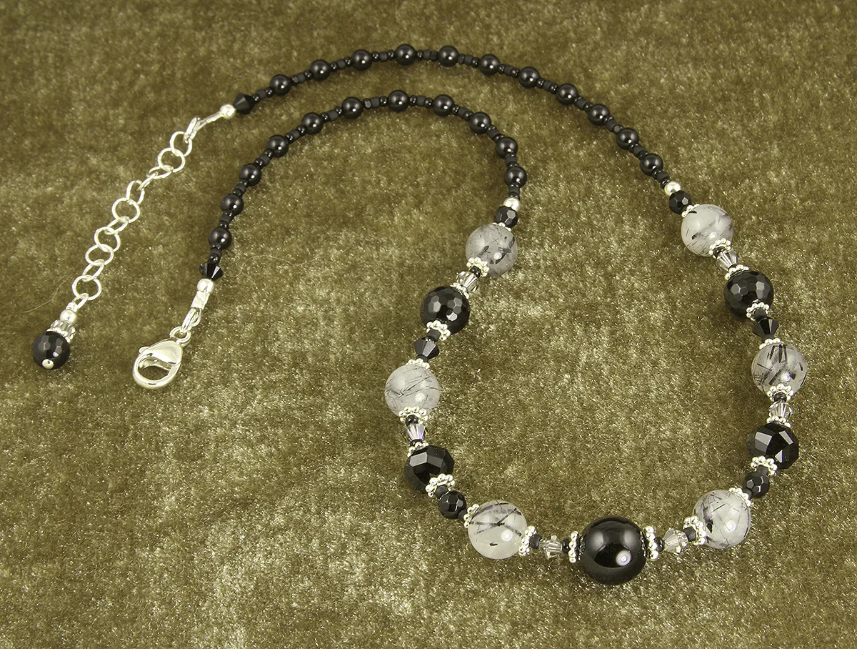 Black Onyx Quartz Gemstone Necklace