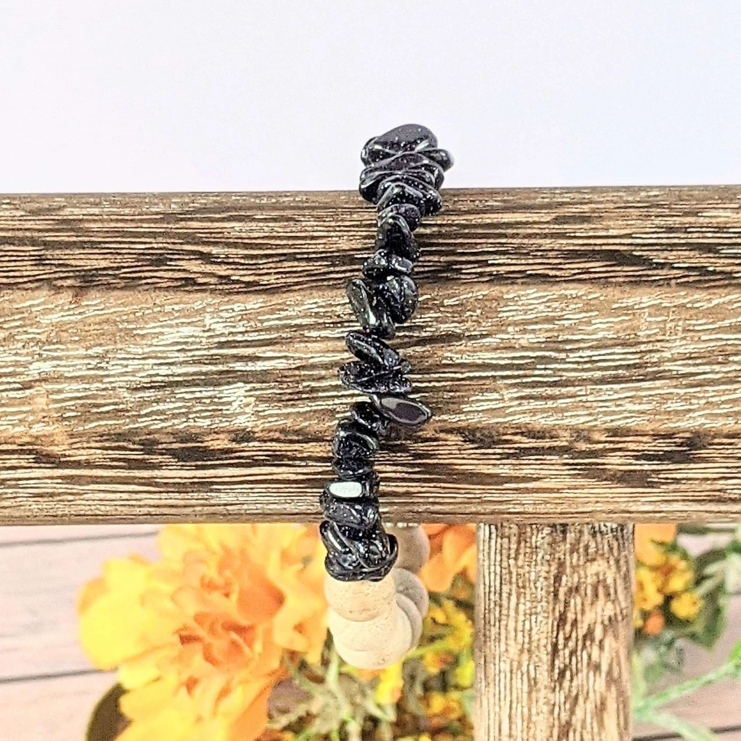 Blue Goldstone Gemstone Chip Diffuser Bracelet- Serenity Bracelet