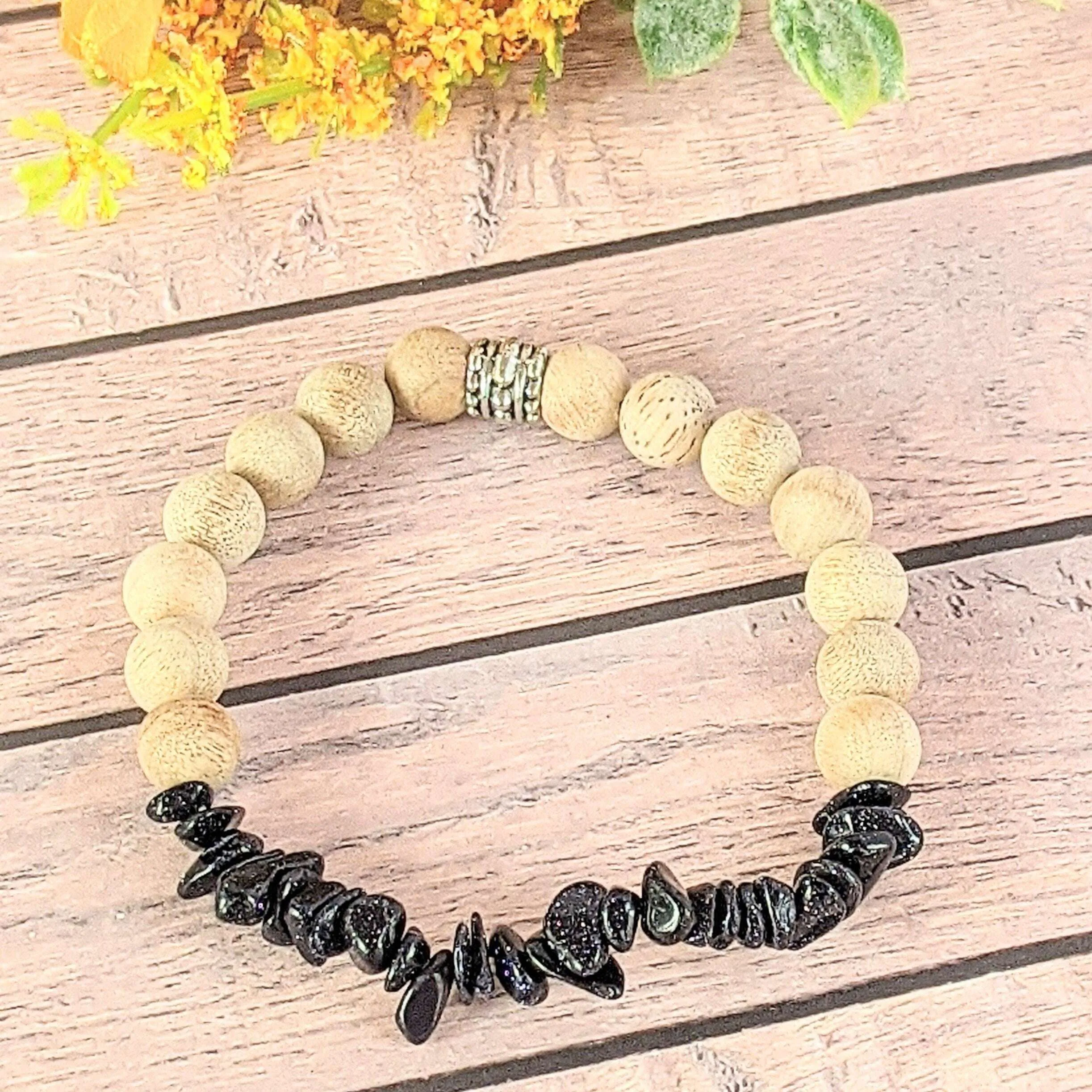 Blue Goldstone Gemstone Chip Diffuser Bracelet- Serenity Bracelet