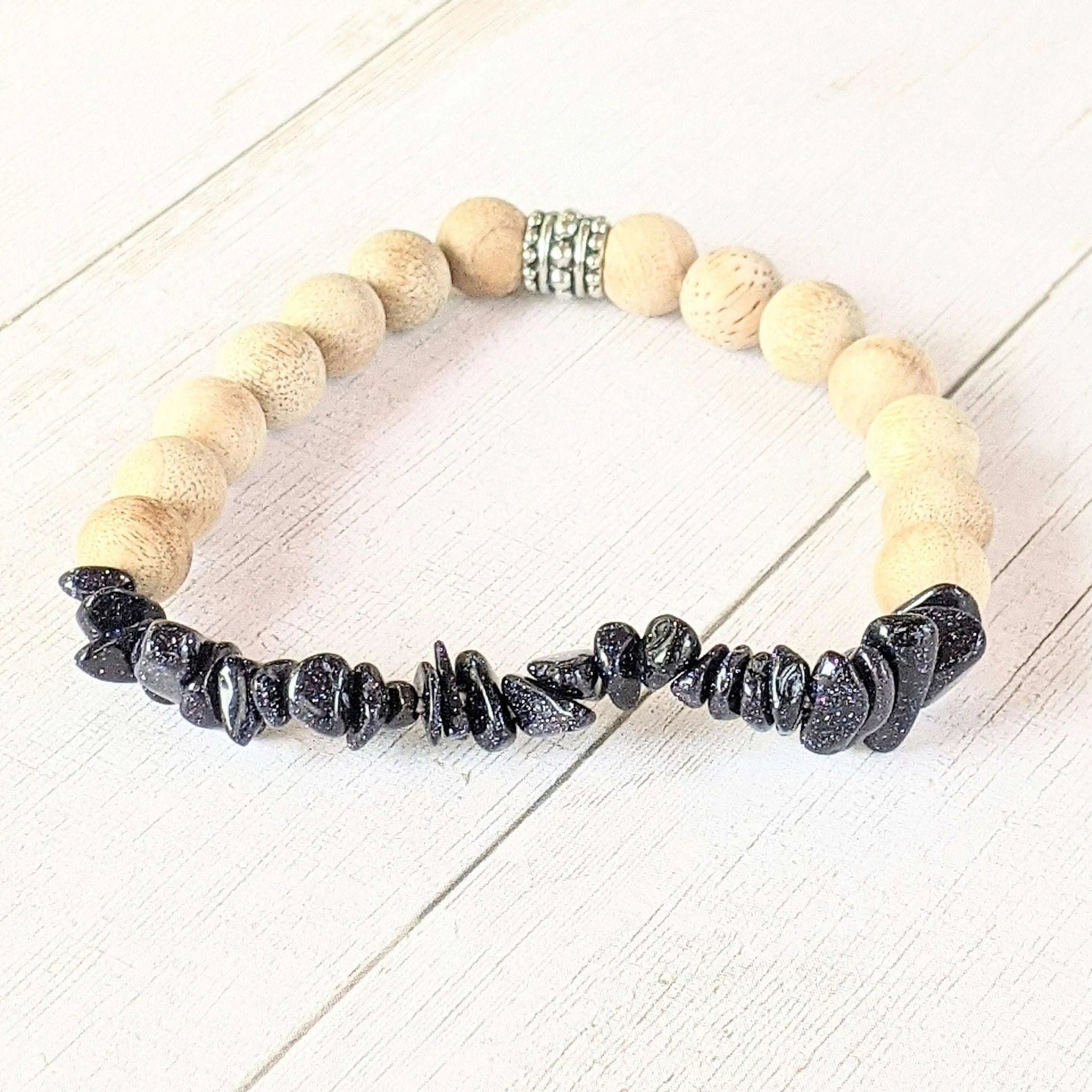 Blue Goldstone Gemstone Chip Diffuser Bracelet- Serenity Bracelet