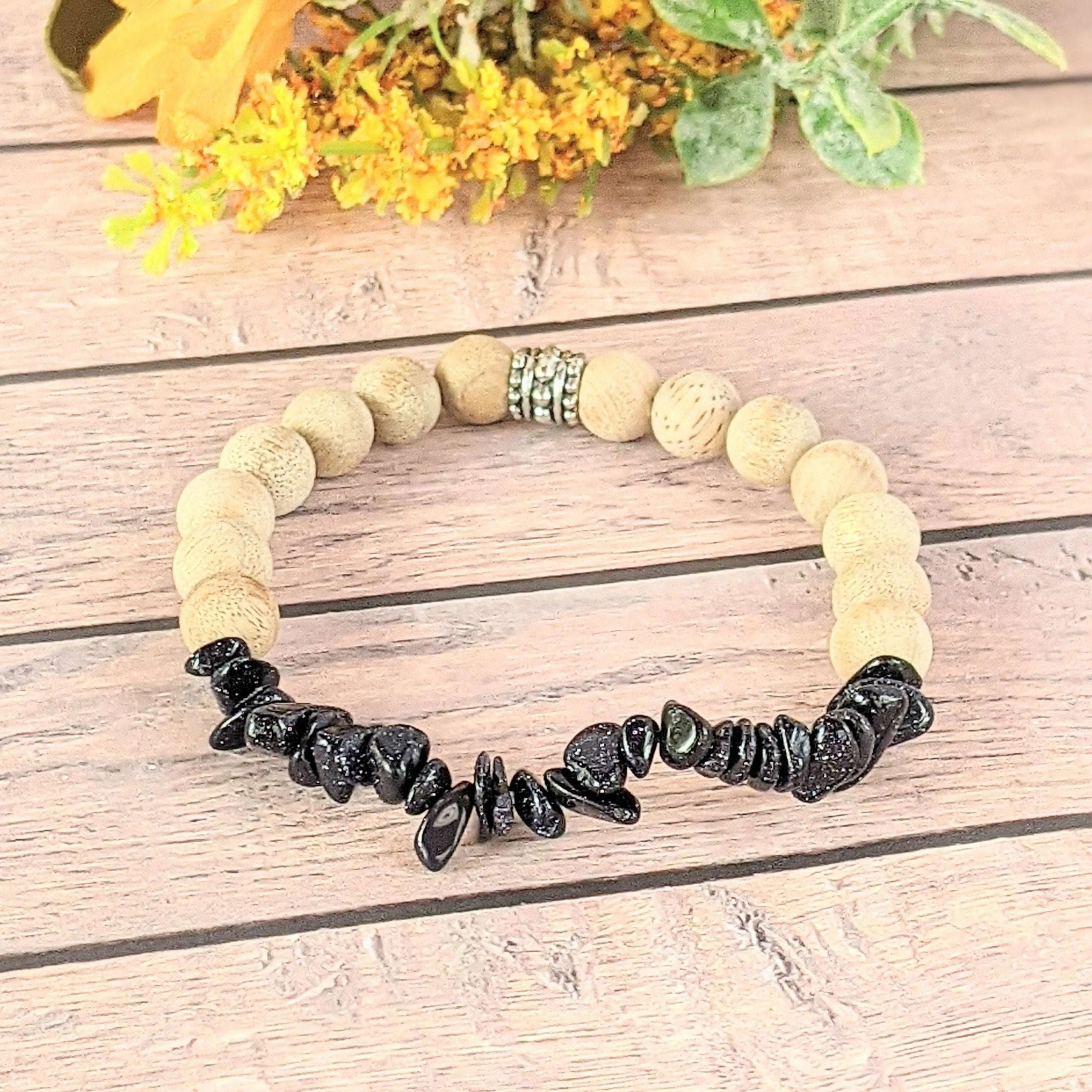 Blue Goldstone Gemstone Chip Diffuser Bracelet- Serenity Bracelet