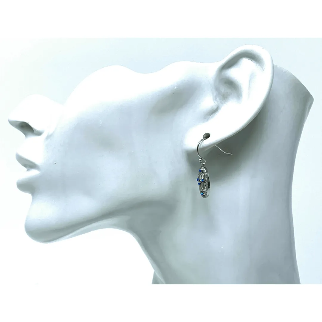 Blue Opal & Cubic Zirconia Filigree Sterling Silver Earrings