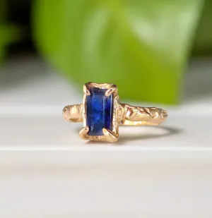 Blue Sapphire cocktail ring in Solid 14k Gold