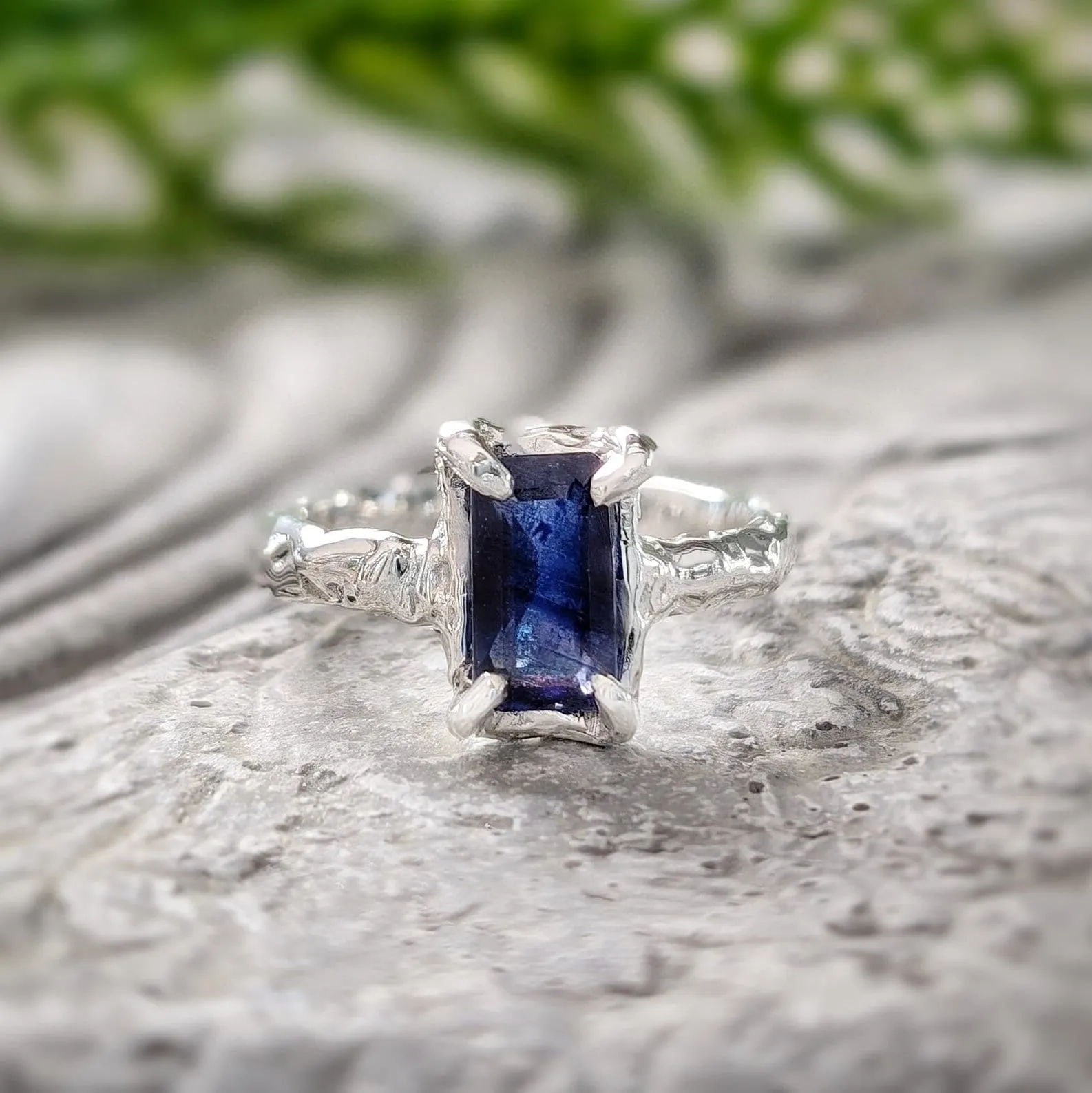 Blue Sapphire ring in Solid Sterling Silver