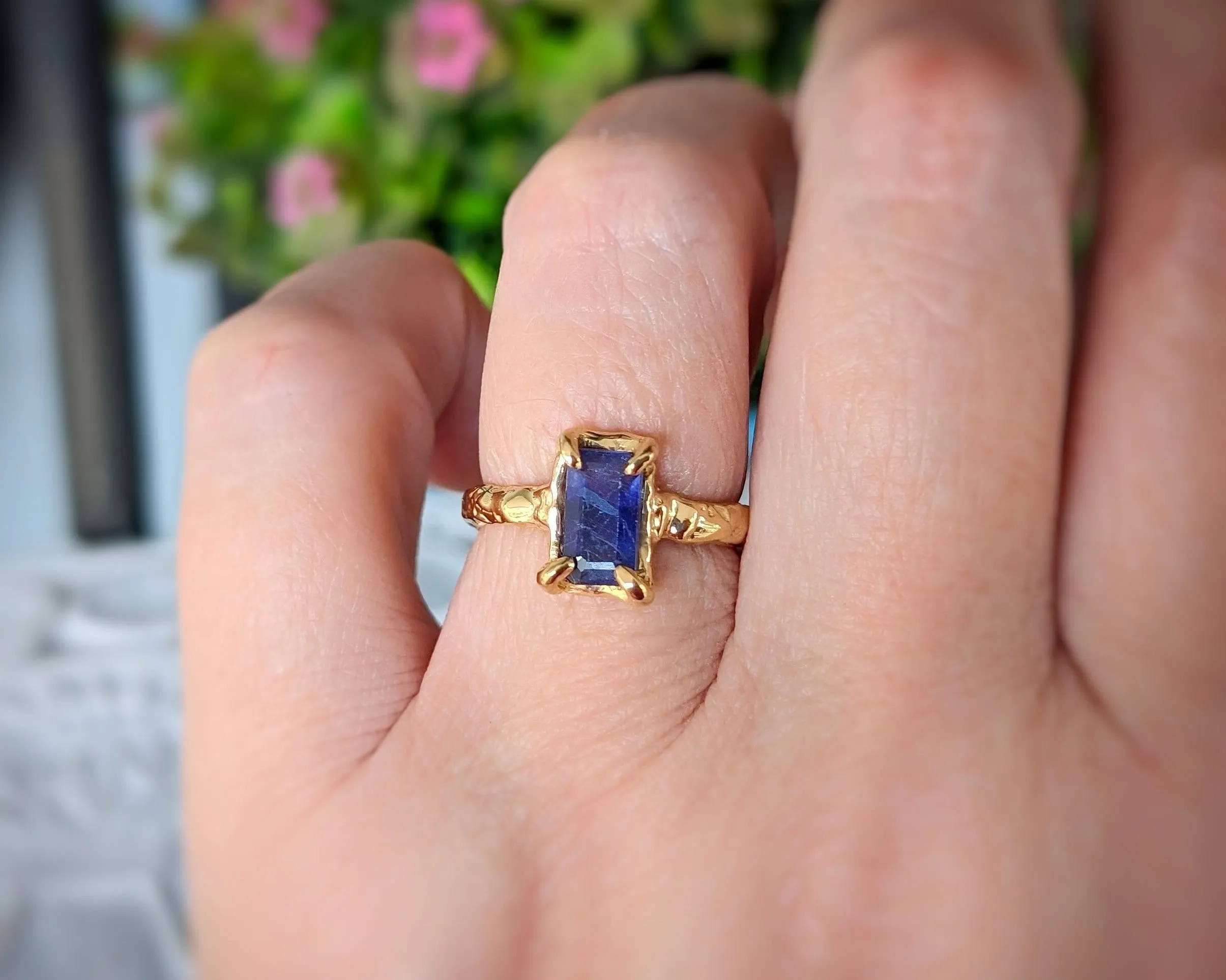 Blue Sapphire ring in Solid Sterling Silver