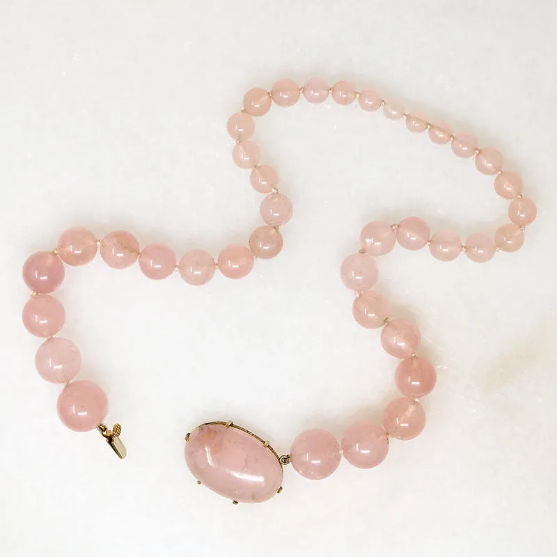 Blushing Rose Quartz Bead & Gold Necklace