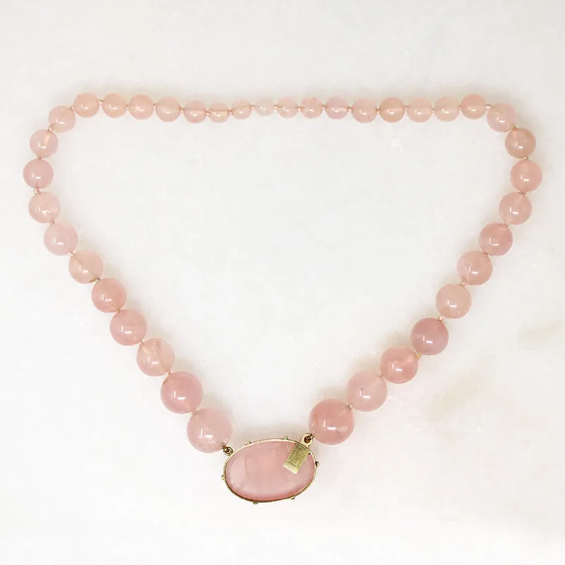 Blushing Rose Quartz Bead & Gold Necklace