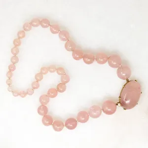 Blushing Rose Quartz Bead & Gold Necklace