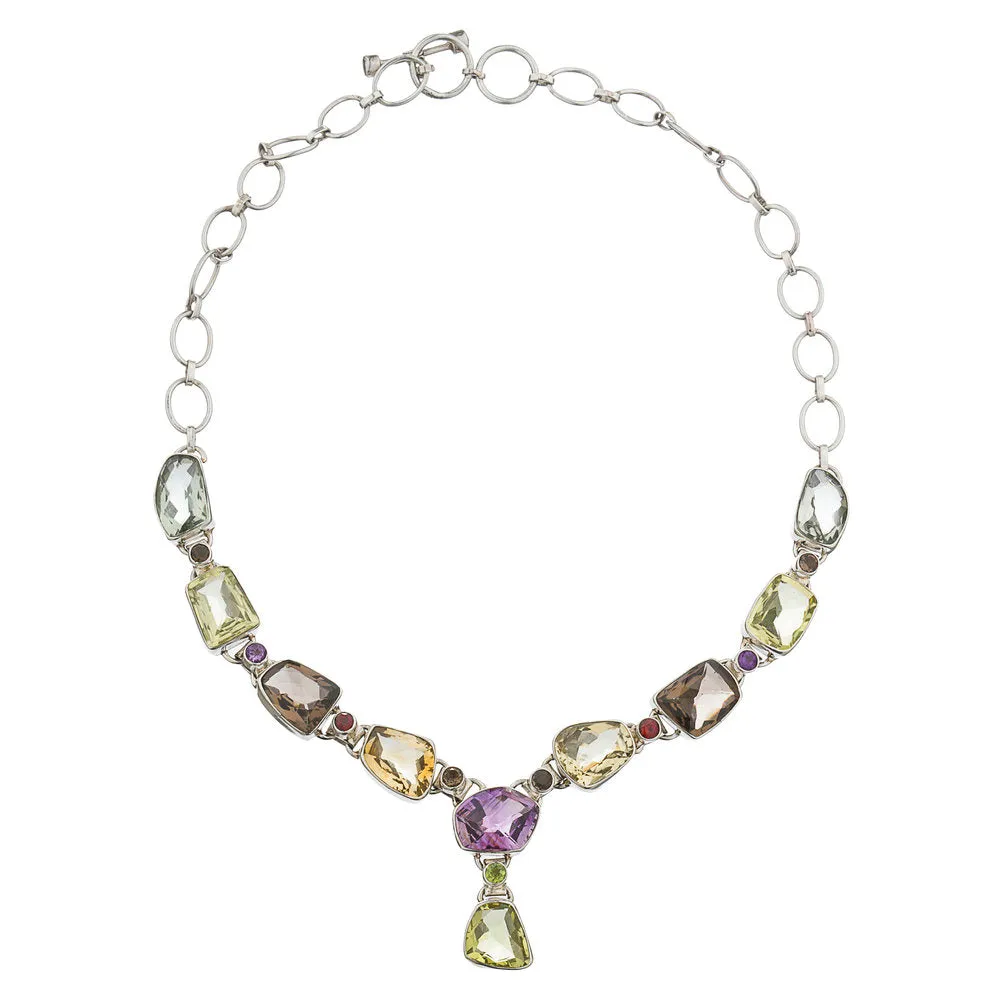 Catherine, Multi Quartz Necklace Sterling Silver
