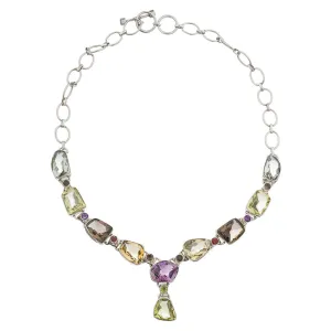 Catherine, Multi Quartz Necklace Sterling Silver
