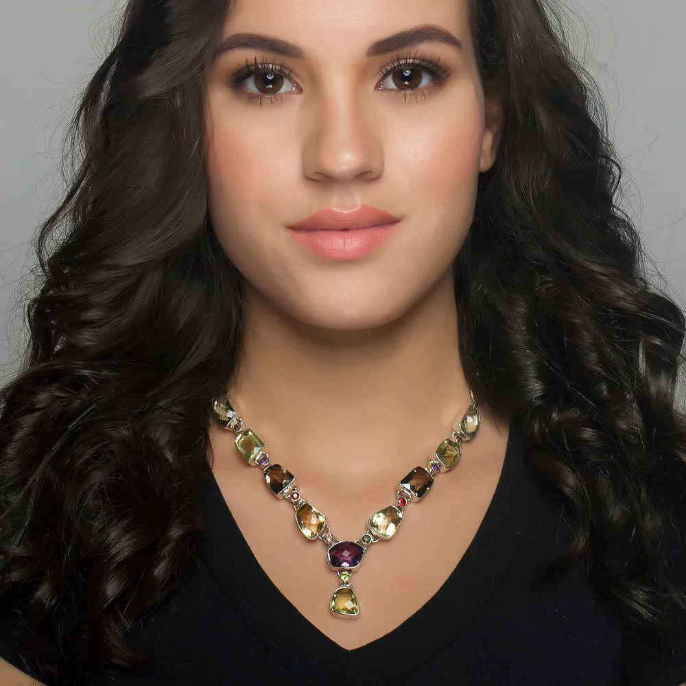 Catherine, Multi Quartz Necklace Sterling Silver