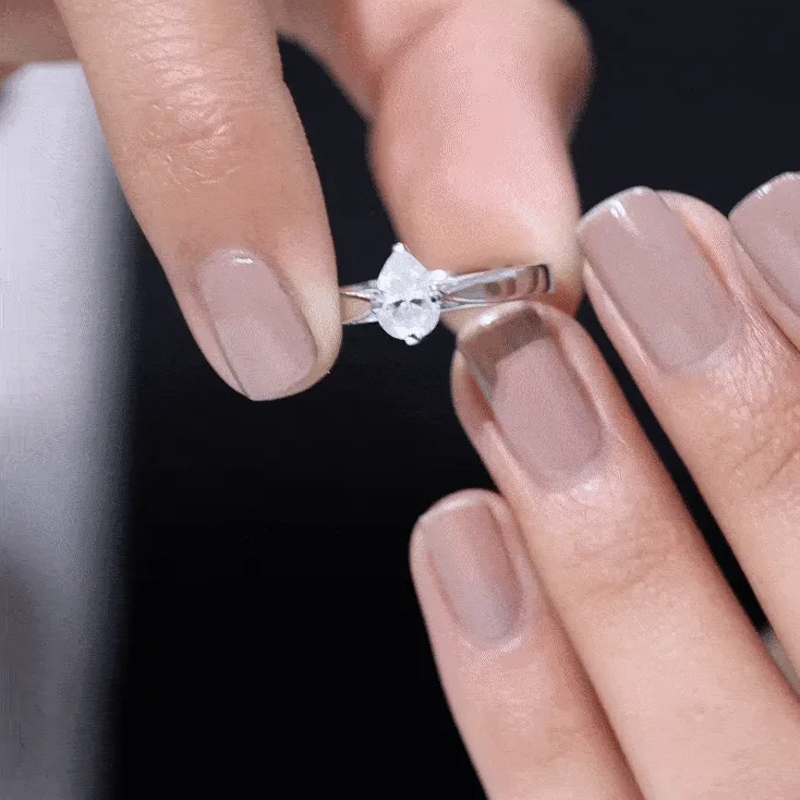 Certified Pear Shaped 5X7 mm Moissanite Solitaire Engagement Ring