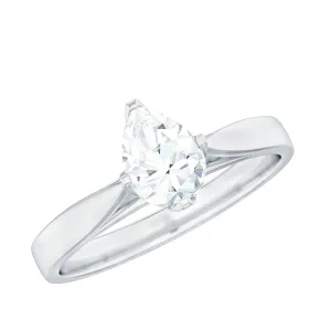 Certified Pear Shaped 5X7 mm Moissanite Solitaire Engagement Ring