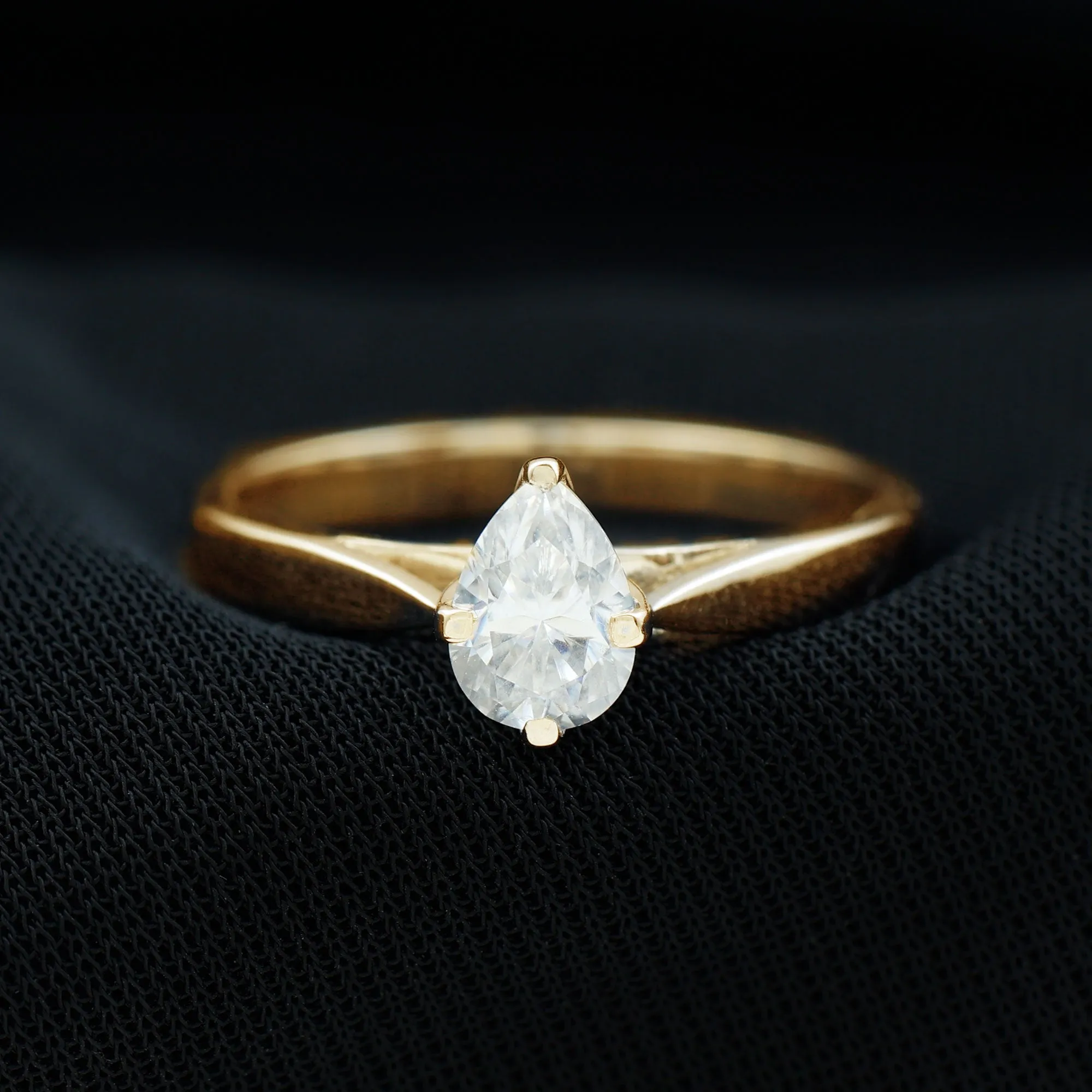 Certified Pear Shaped 5X7 mm Moissanite Solitaire Engagement Ring
