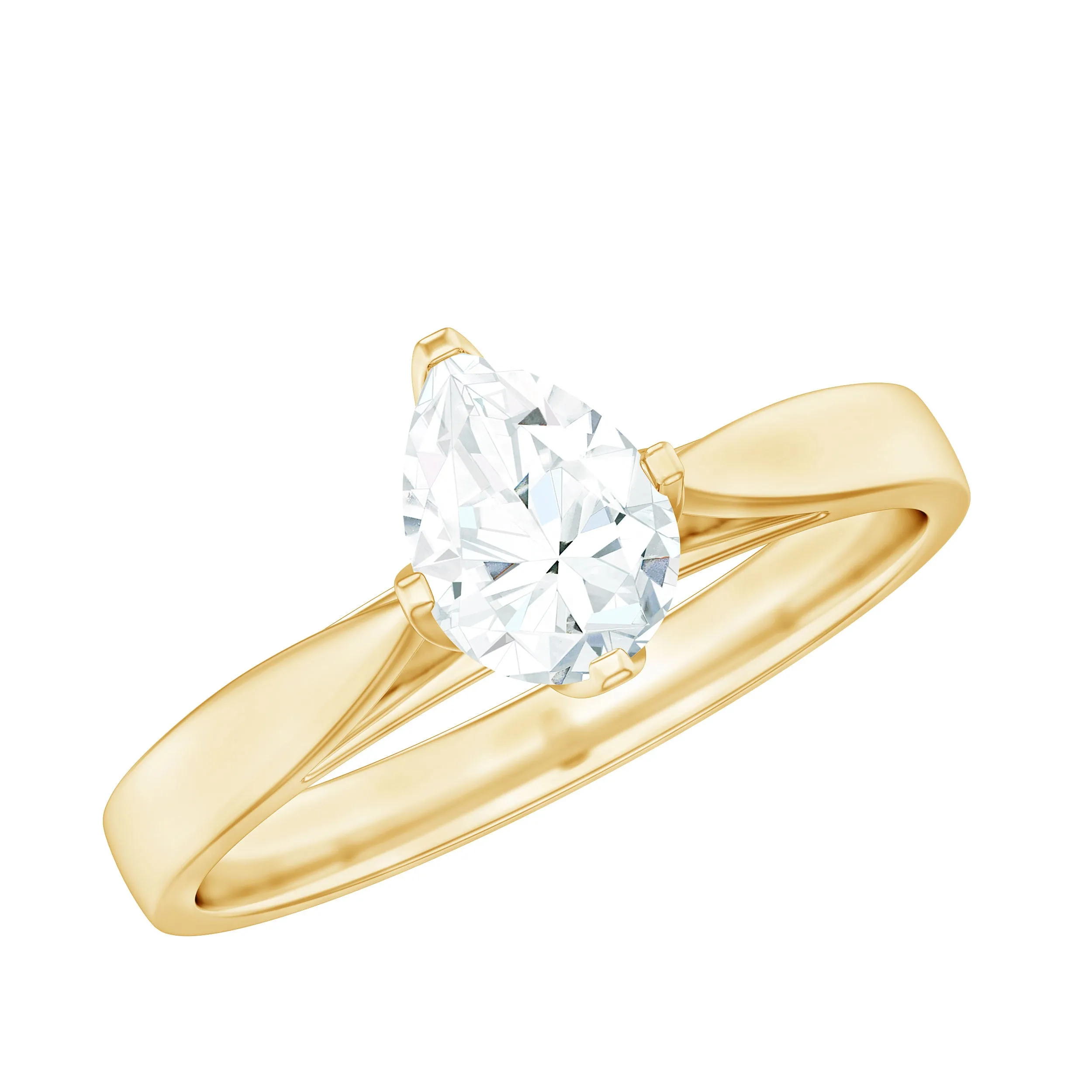 Certified Pear Shaped 5X7 mm Moissanite Solitaire Engagement Ring