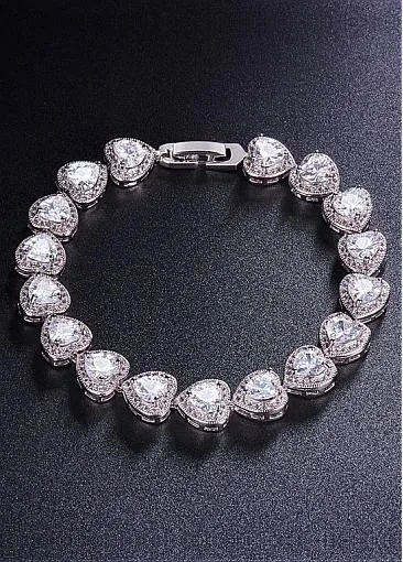 Cheap Micro Pave AAA Zirconia Heart, Platinum Alloy Bracelet