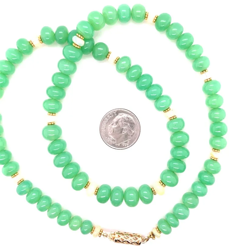 Chrysoprase, Faceted Opal and Yellow Gold Beaded Necklace, 19.25 Inches