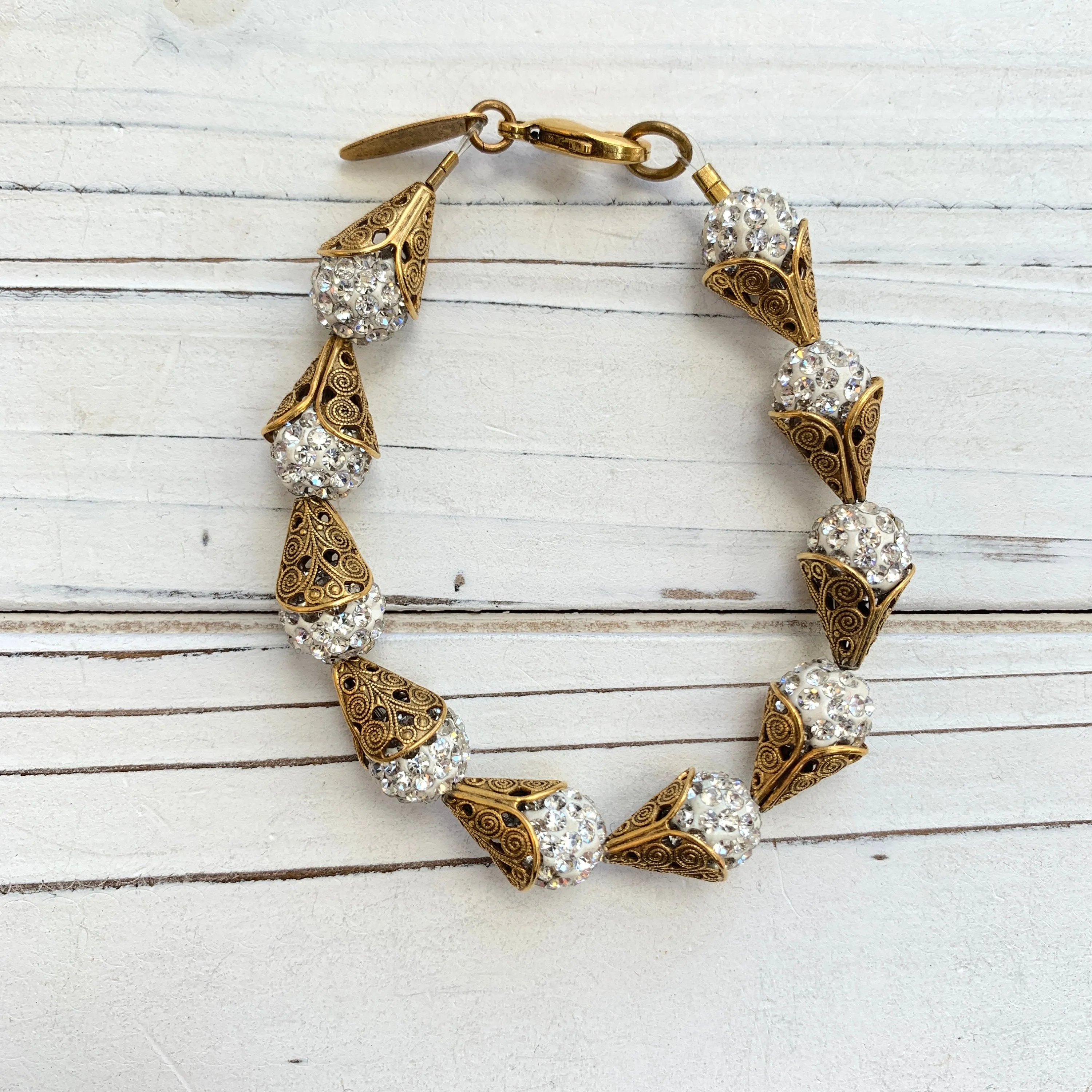 Classic Filigree Bead Cap Bracelet - Color Options
