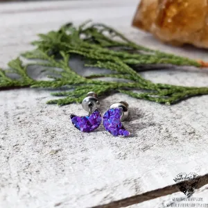 Crushed opal moon stud earrings