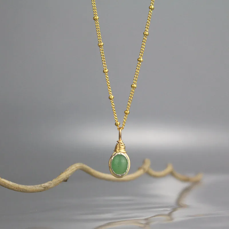 Dainty Gemstone Pendant Necklace