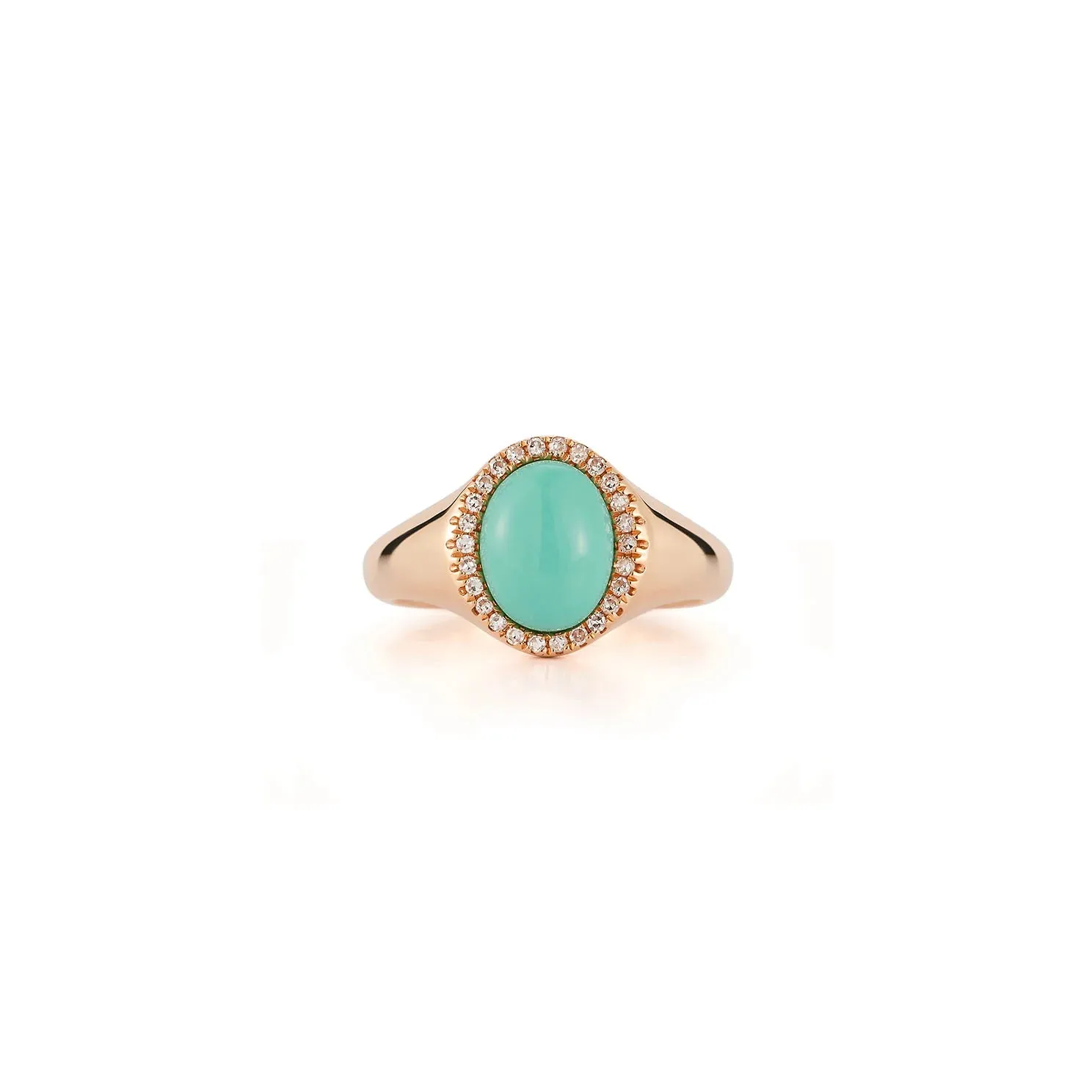 Diamond & Turquoise Cabochon Signet Ring