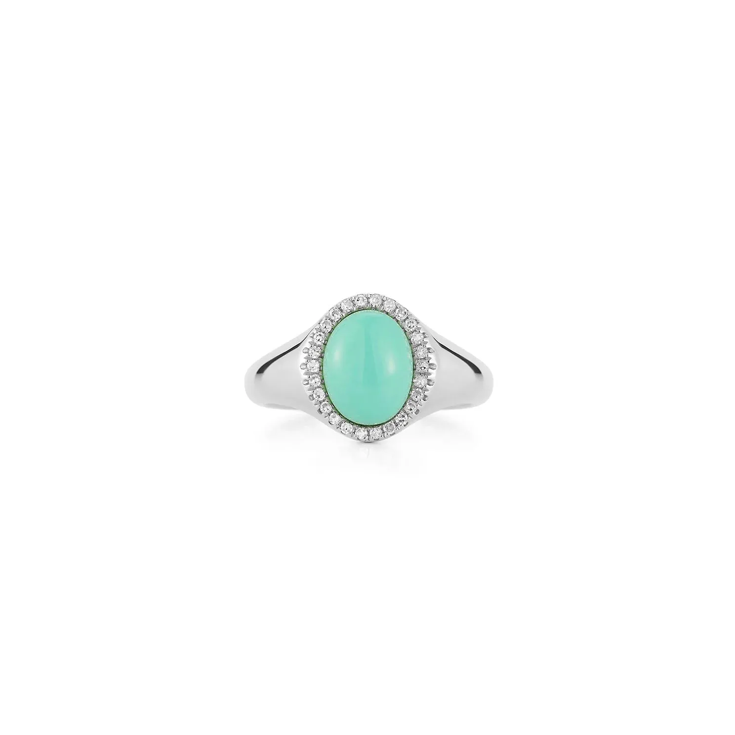 Diamond & Turquoise Cabochon Signet Ring