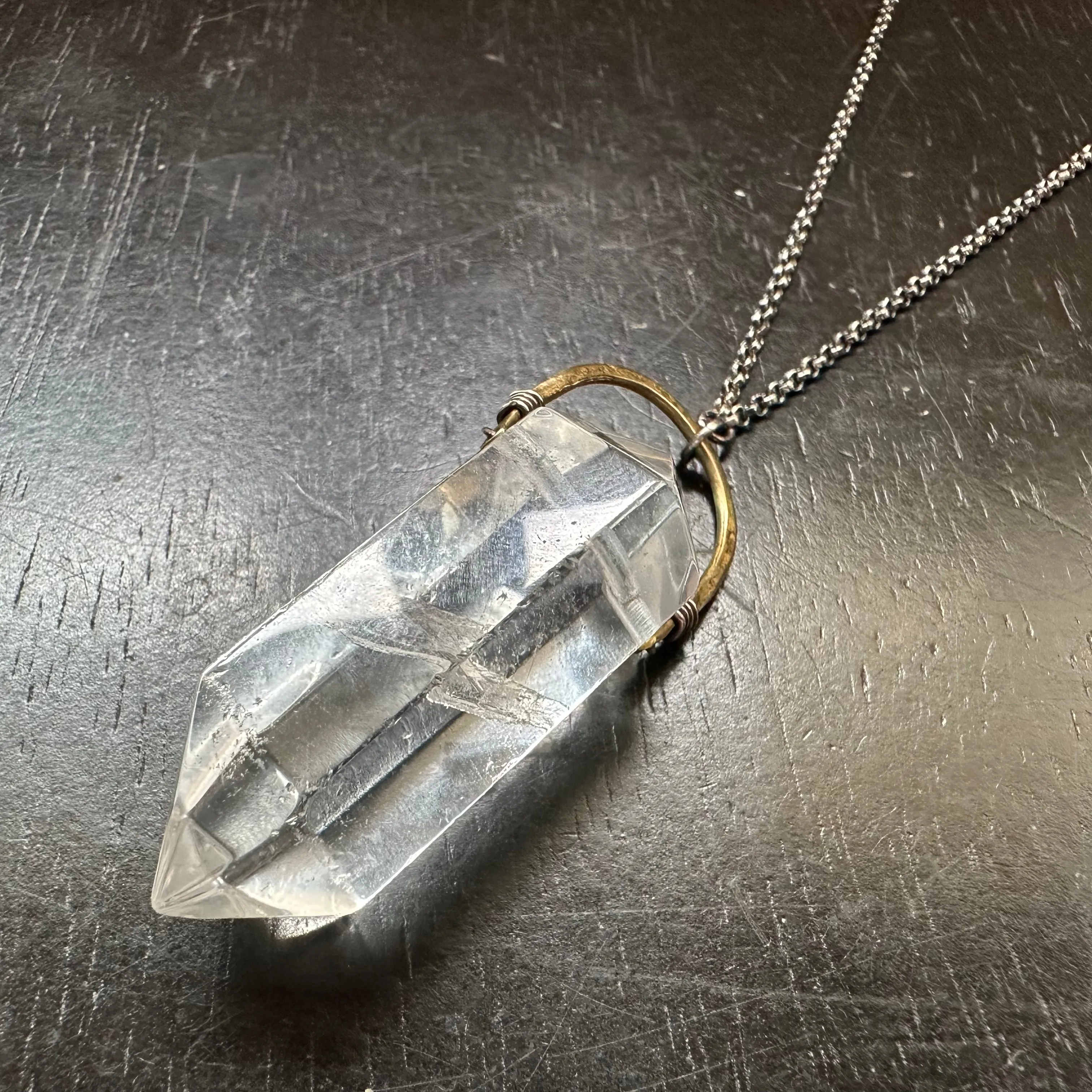 Double-Pointed Clear Quarz Taliswoman Necklace #1