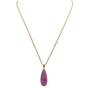 Druzy Collection - Magenta Quartz Drop Necklace (Limited Edition)