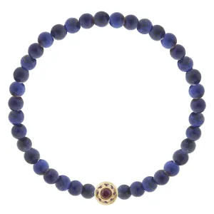 Dual-Sided Collar with Lapis Cabochon & Rubies on Lapis Beaded Bracelet