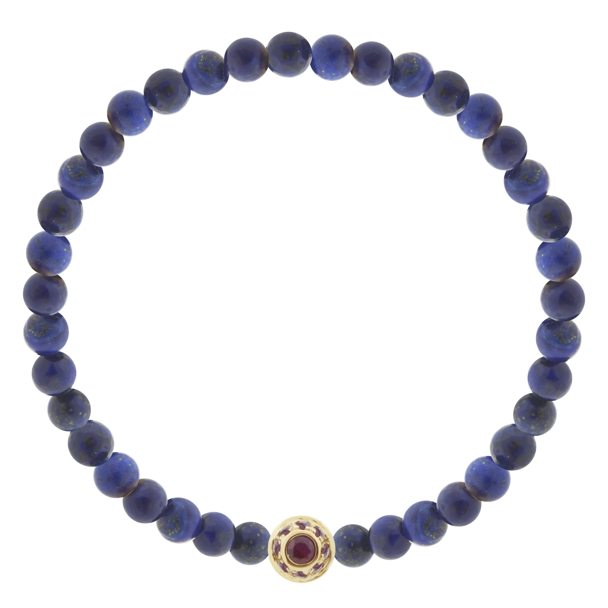 Dual-Sided Collar with Lapis Cabochon & Rubies on Lapis Beaded Bracelet