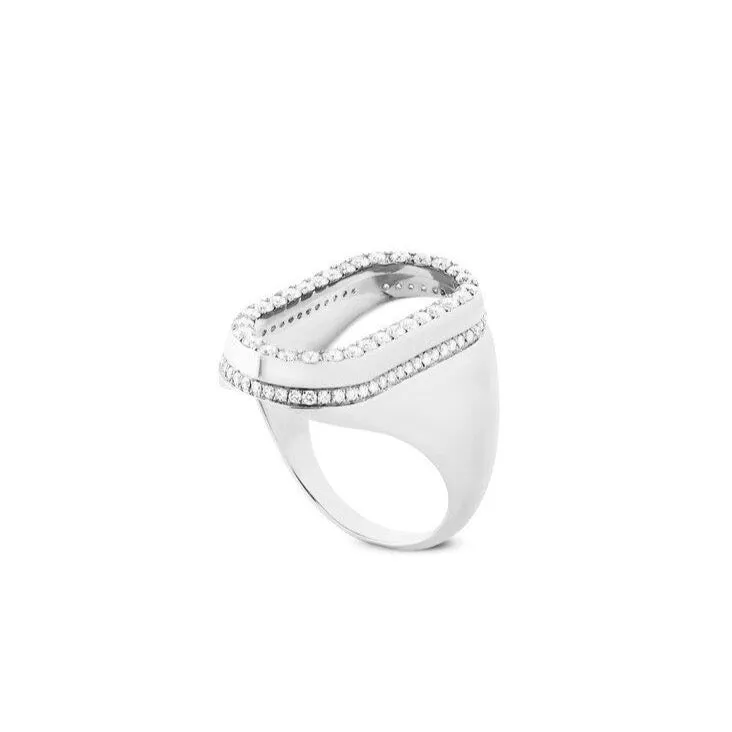 Dupin Open Oval Diamond Signet Ring