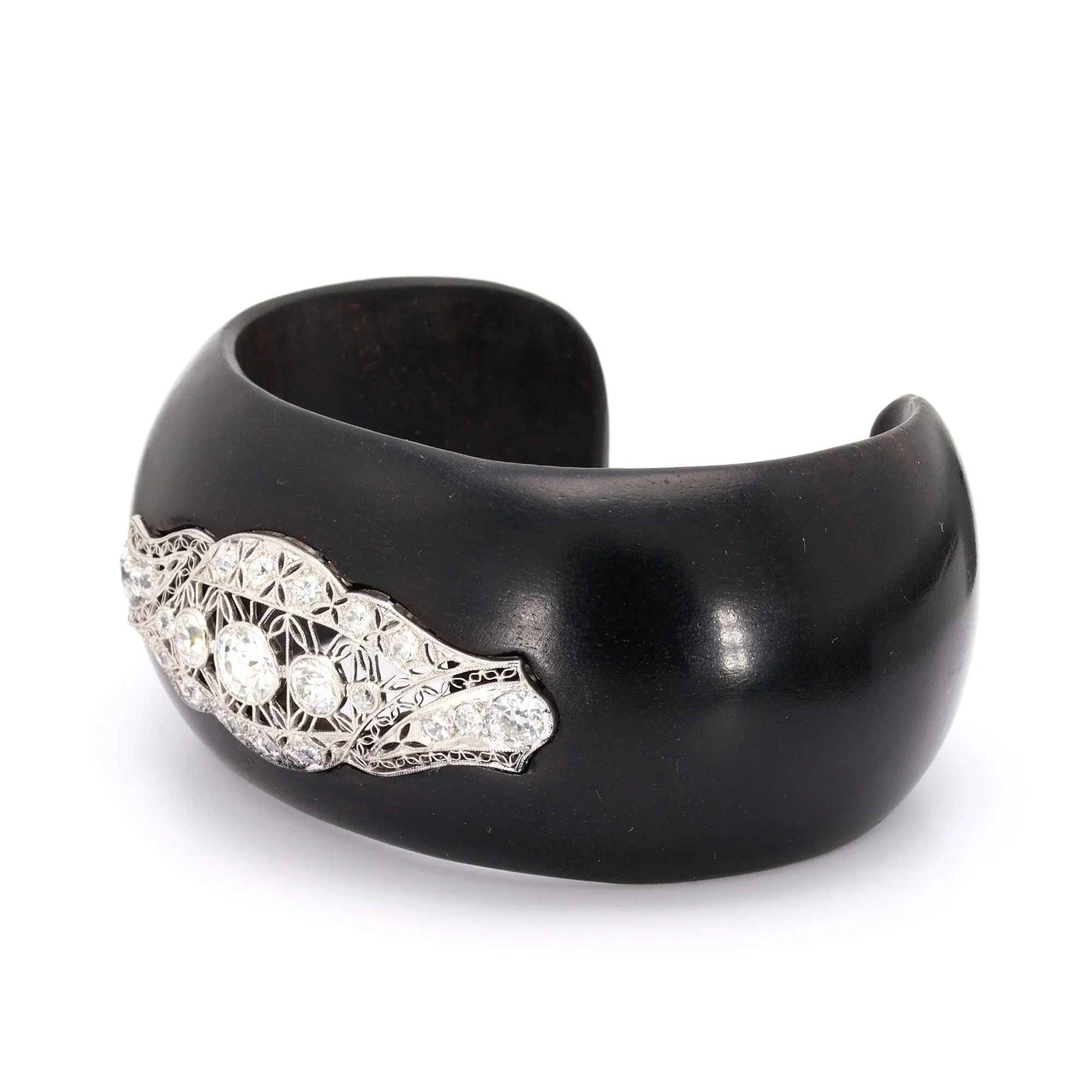 Ebony Cuff with Platinum and Diamond Insert