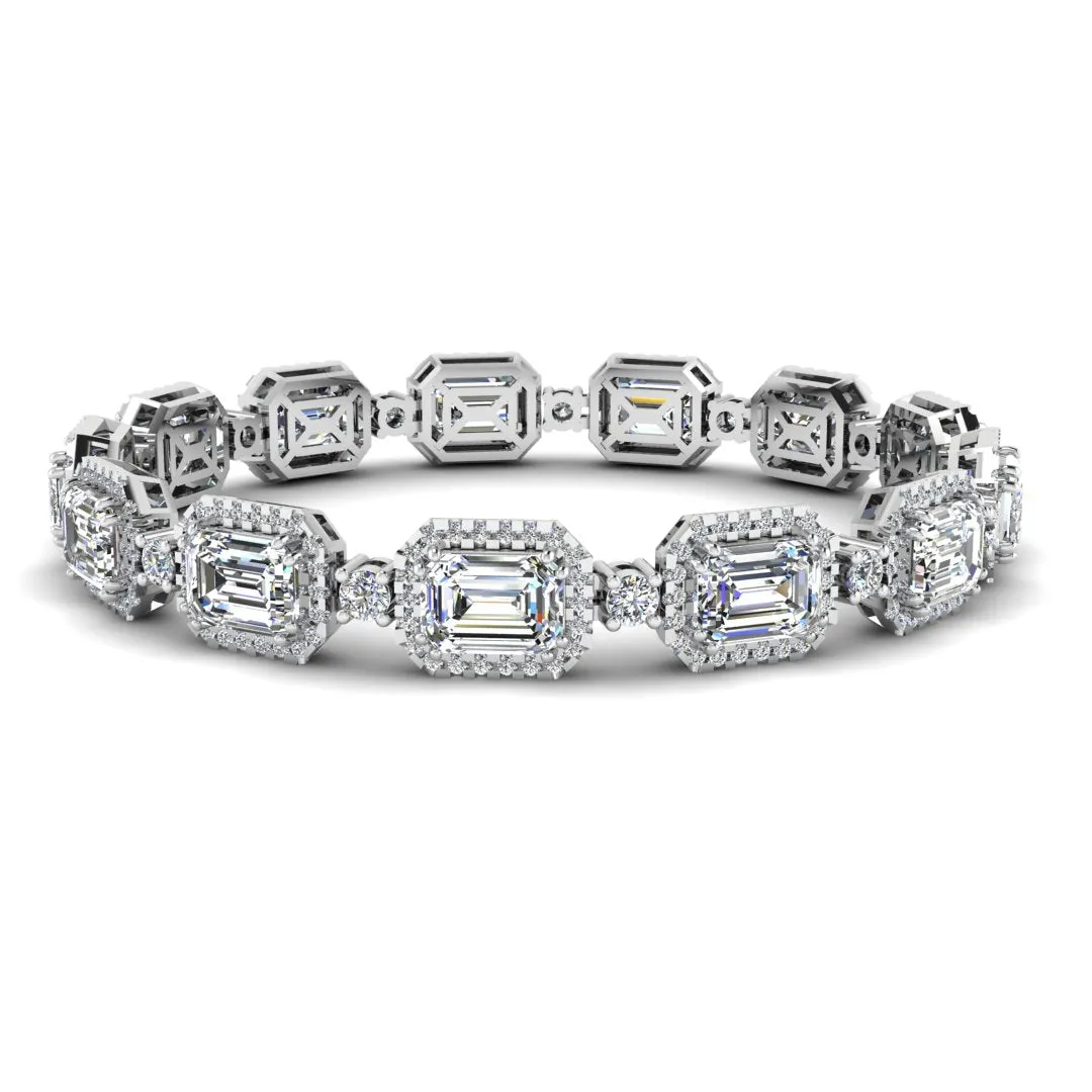 Emerald Shape Halo 14 Carat Diamond Bracelet BRHAEM